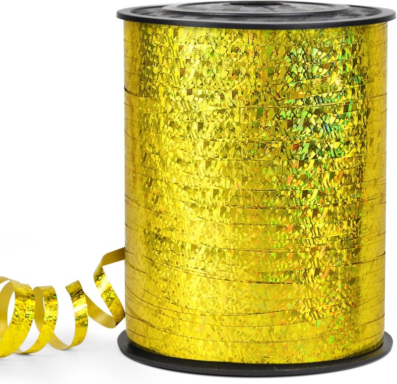 VISPAD Gold Curling Ribbon - 500 Yard Shiny Metallic Curly Gift Ribbon for Wrapping, Balloons & Floristry - Image 1